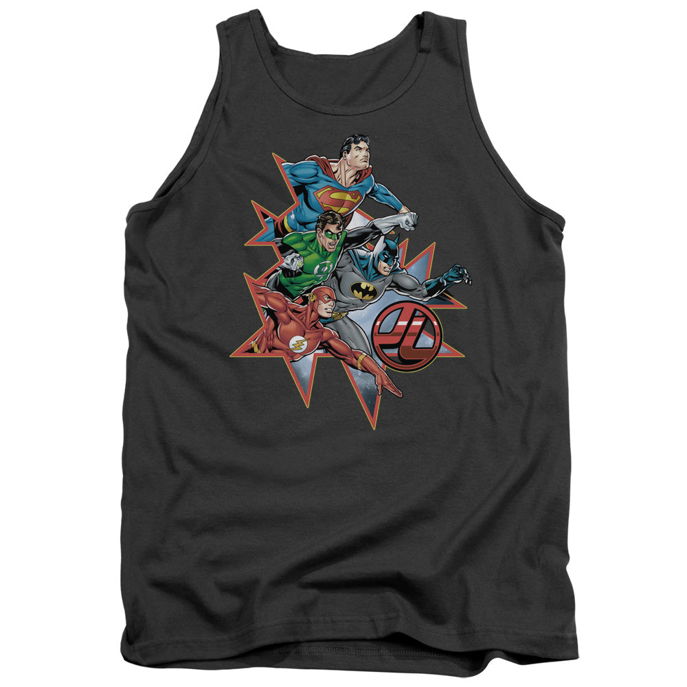 Justice League Starburst Mens Tank Top Shirt Charcoal