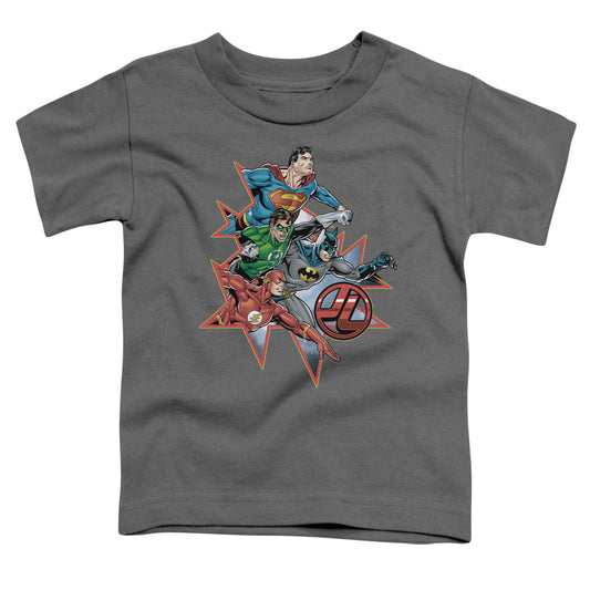 Justice League Starburst Toddler Kids Youth T Shirt Charcoal