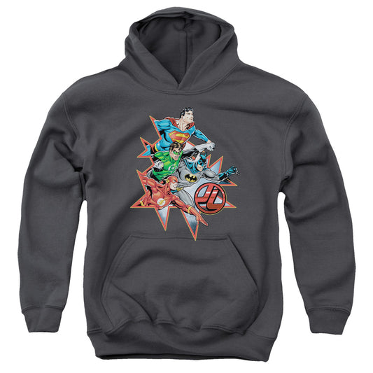Justice League Starburst Kids Youth Hoodie Charcoal