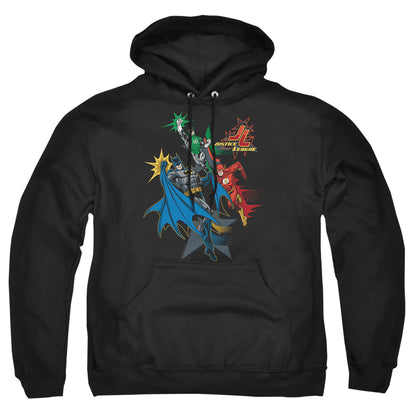 Justice League Of America Action Stars Mens Hoodie Black Officially Licensed