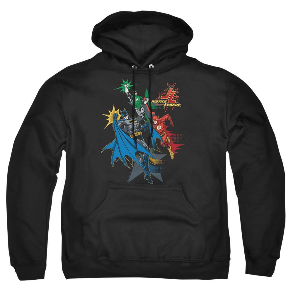 Justice League Of America Action Stars Mens Hoodie Black Officially Licensed