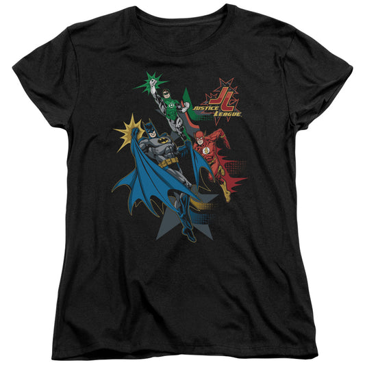 Justice League Action Stars Womens T Shirt Black