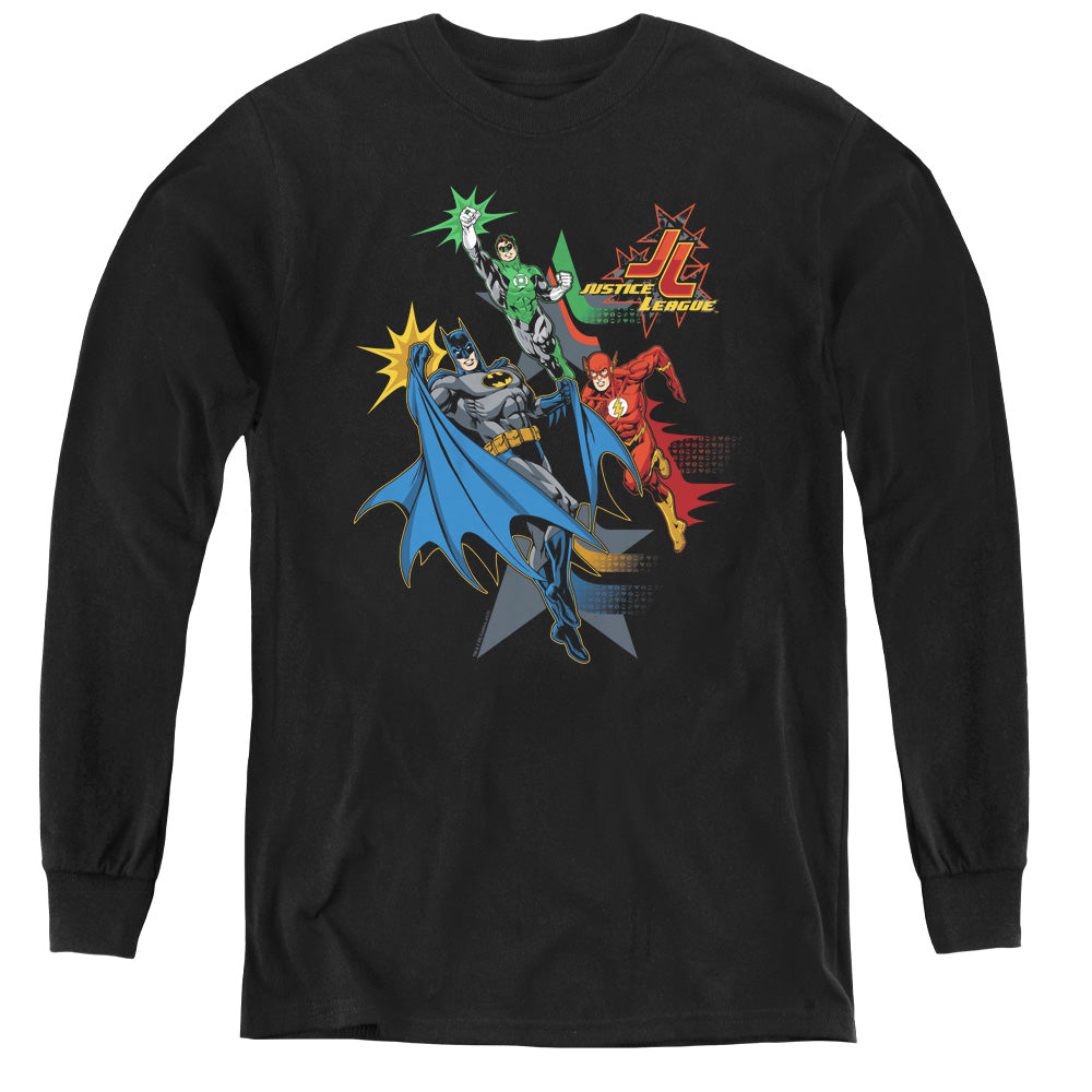 Justice League Action Stars Long Sleeve Kids Youth T Shirt Black