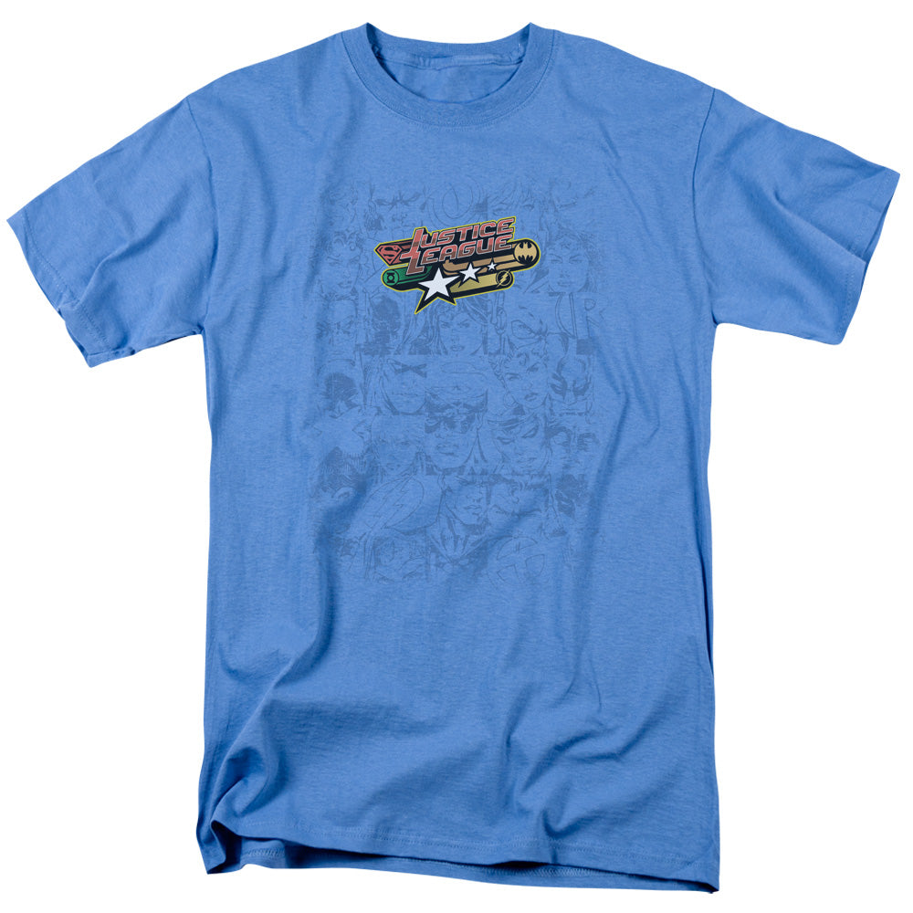 Justice League on Call Mens T Shirt Carolina Blue