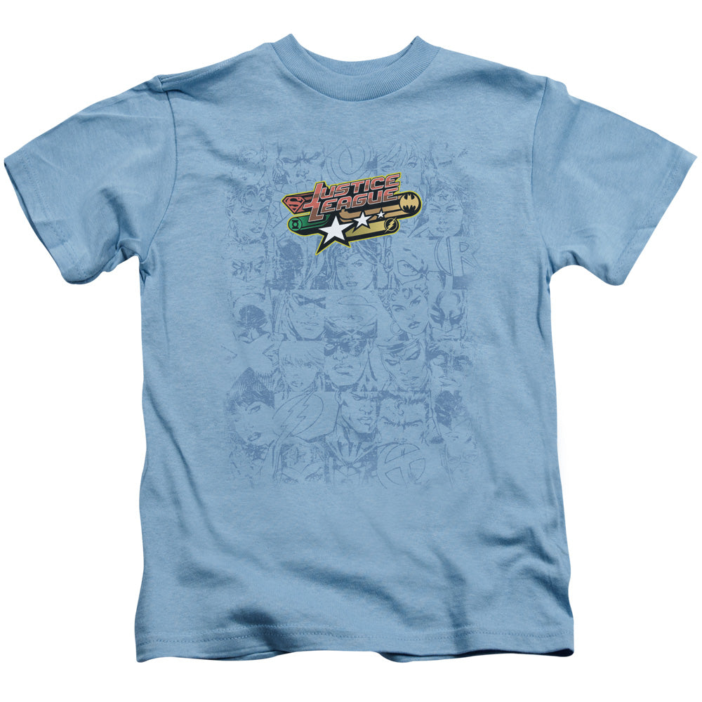 Justice League on Call Juvenile Kids Youth T Shirt Carolina Blue