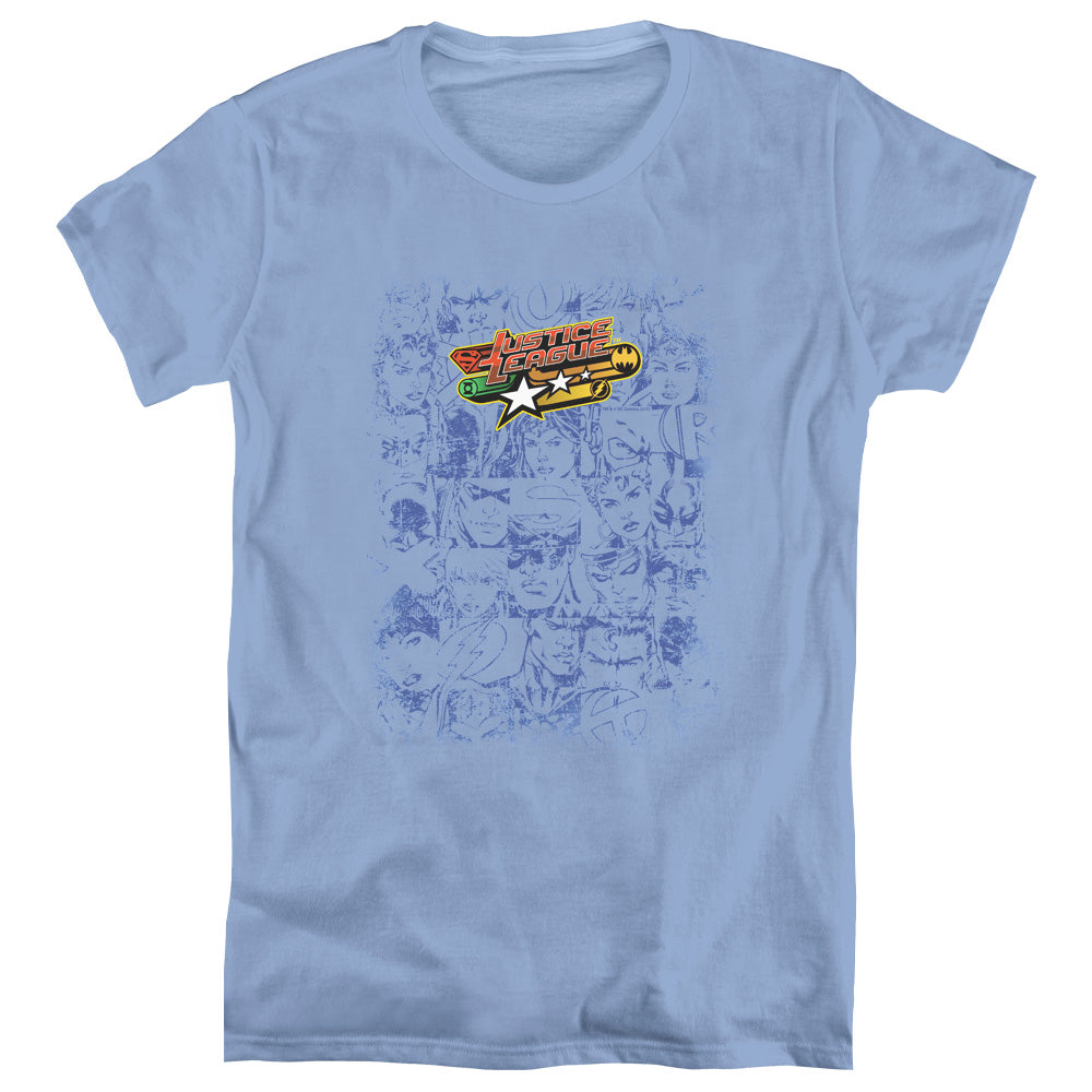 Justice League on Call Womens T Shirt Carolina Blue