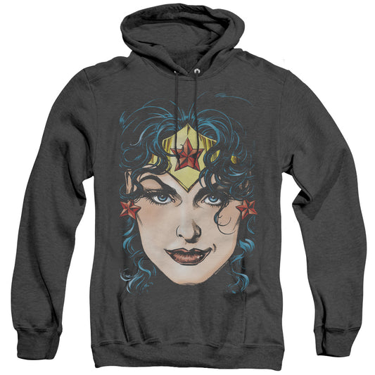 DCO Justice League Wonder Woman Head Heather Mens Hoodie Black