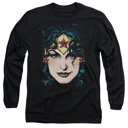 DCO Justice League Wonder Woman Head Mens Long Sleeve Shirt Black