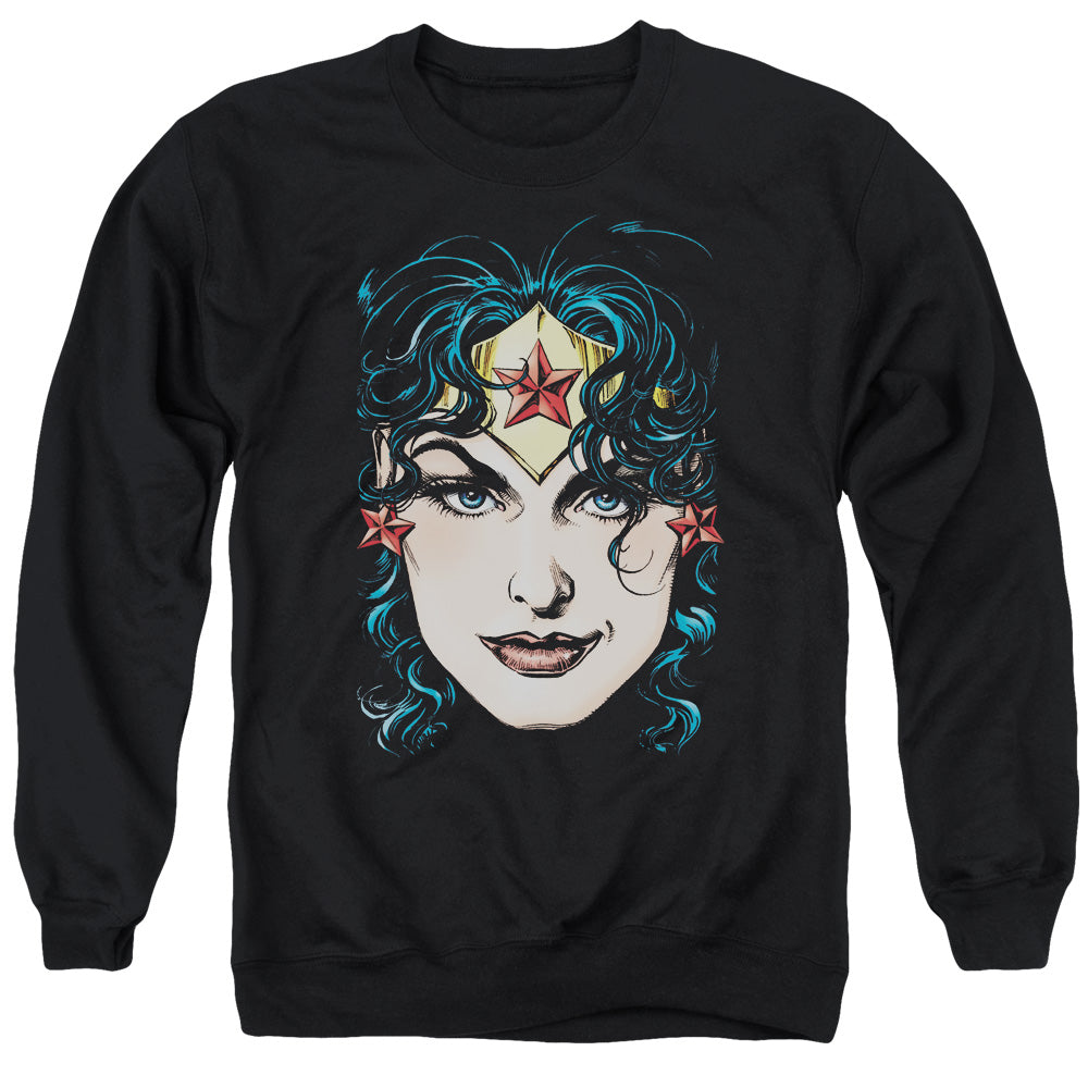 DCO Justice League Wonder Woman Head Mens Crewneck Sweatshirt Black