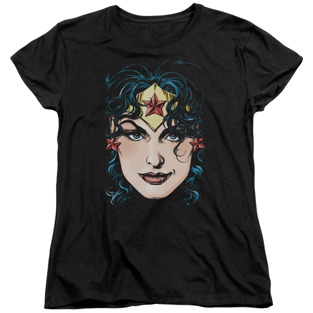 DCO Justice League Wonder Woman Head Womens T Shirt Black