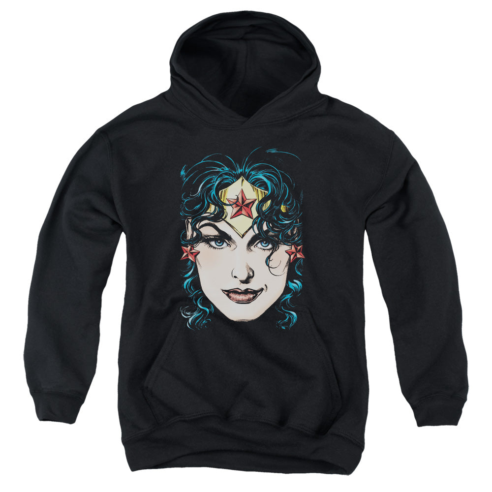 DCO Justice League Wonder Woman Head Kids Youth Hoodie Black