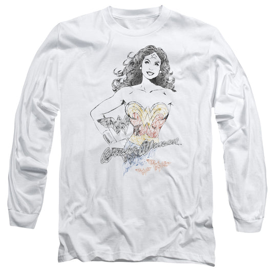 DCO Justice League Wonder Squiggles Mens Long Sleeve Shirt White