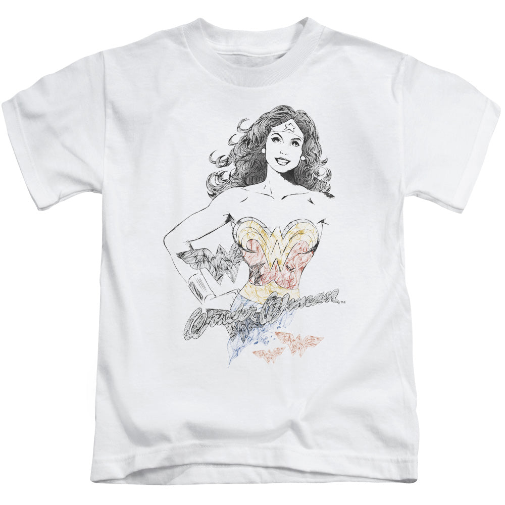 DCO Justice League Wonder Squiggles Juvenile Kids Youth T Shirt White 