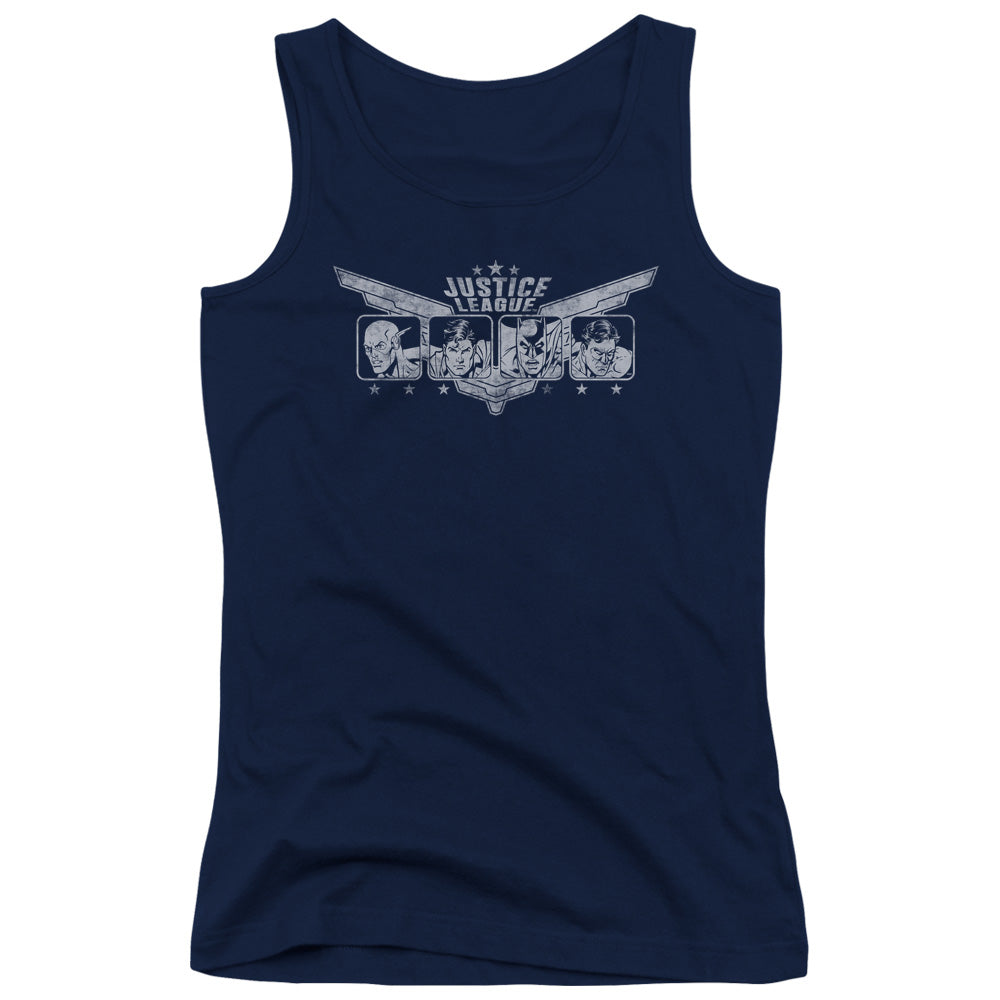 Justice League Justice Wings Womens Tank Top Shirt Navy Blue