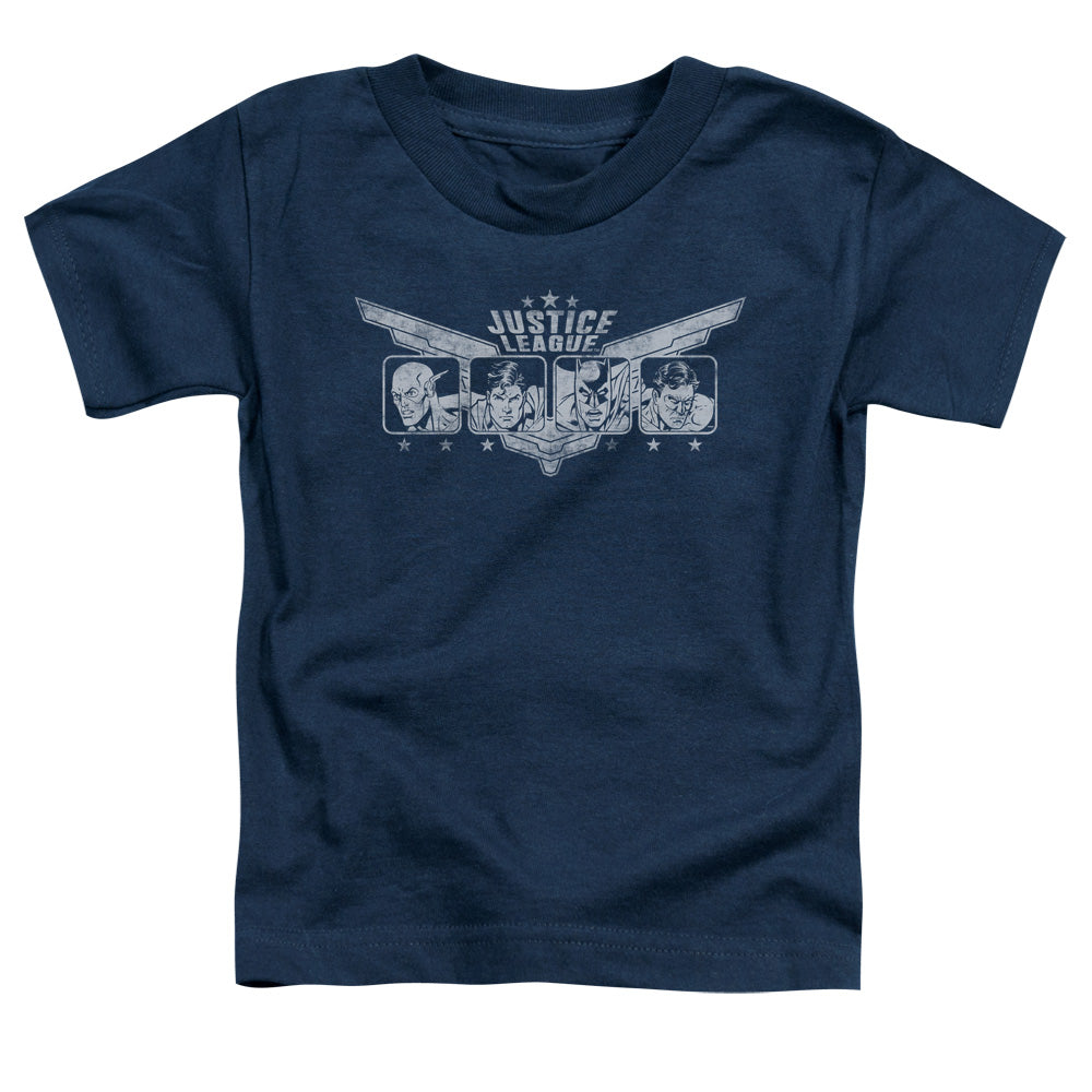 Justice League Justice Wings Toddler Kids Youth T Shirt Navy Blue