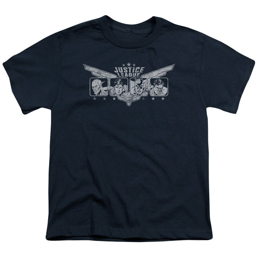 Justice League Justice Wings Kids Youth T Shirt Navy Blue