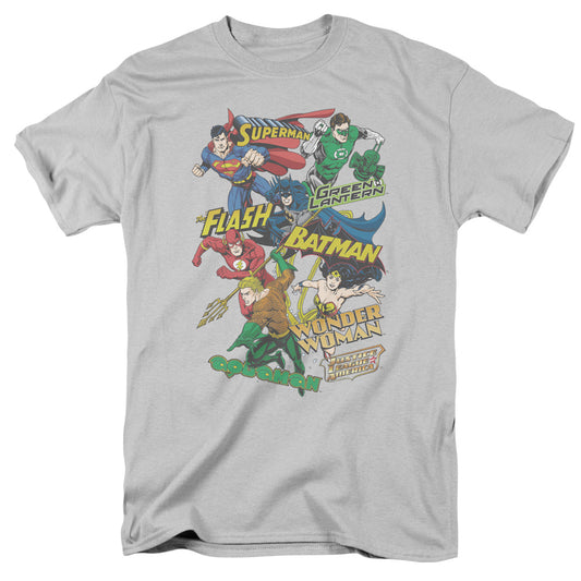 Justice League Justice Collage Mens T Shirt Silver