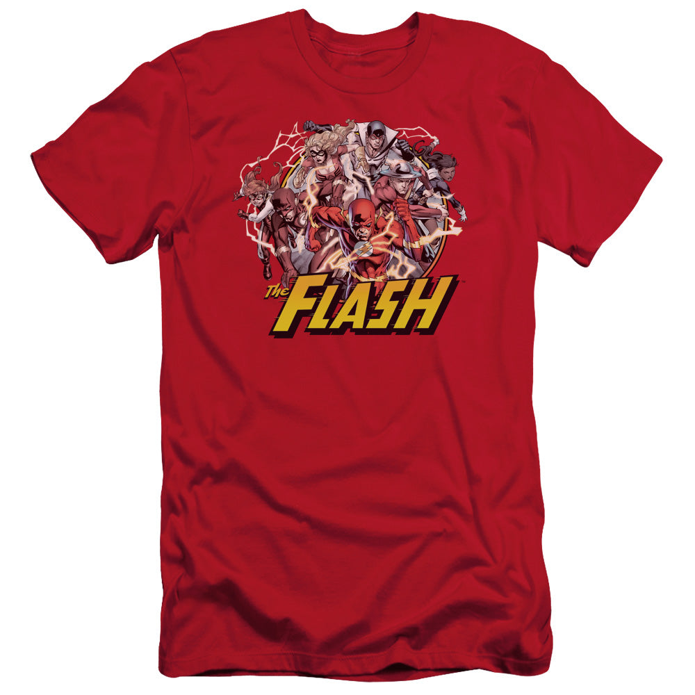 Justice League Flash Family Slim Fit Mens T Shirt Red