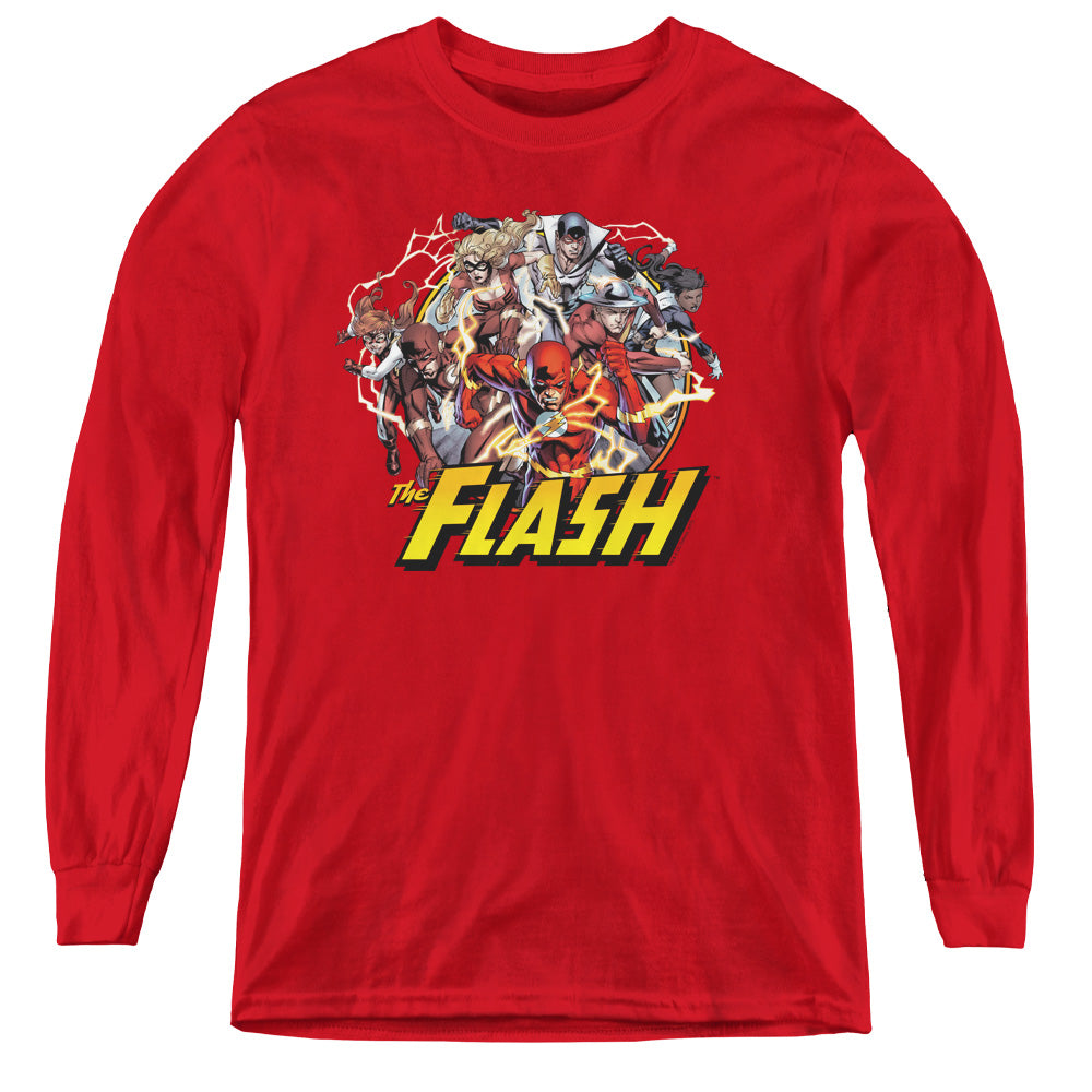 Justice League Flash Family Long Sleeve Kids Youth T Shirt Red