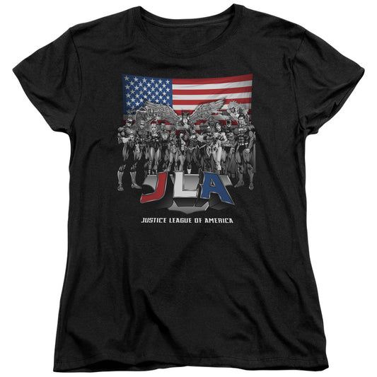 Justice League All American League Womens T Shirt Black