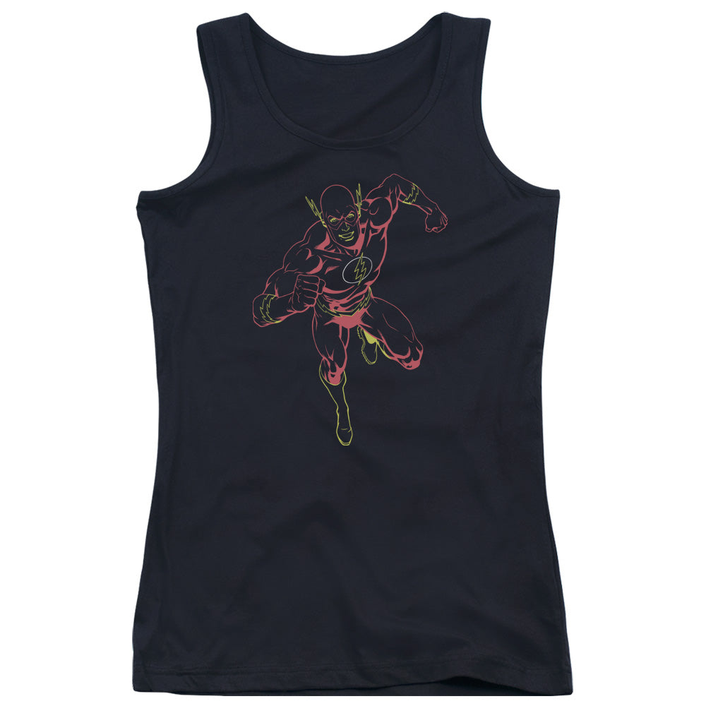 Justice League Neon Flash Womens Tank Top Shirt Black