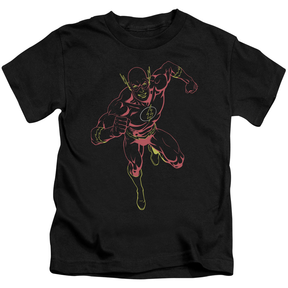 Justice League Neon Flash Juvenile Kids Youth T Shirt Black 