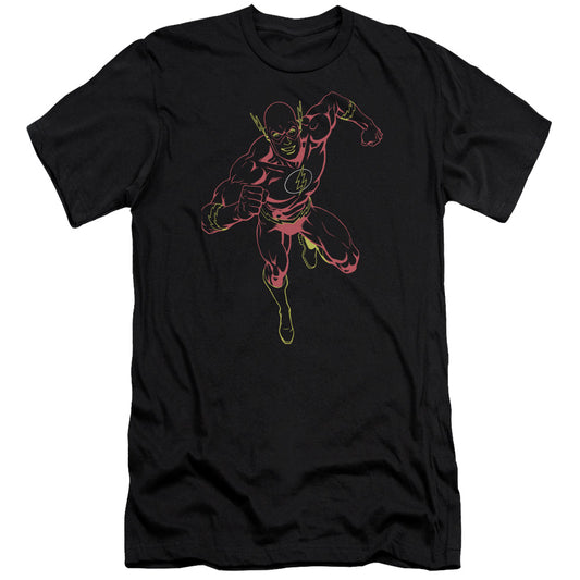 Justice League Neon Flash Premium Bella Canvas Slim Fit Mens T Shirt Black