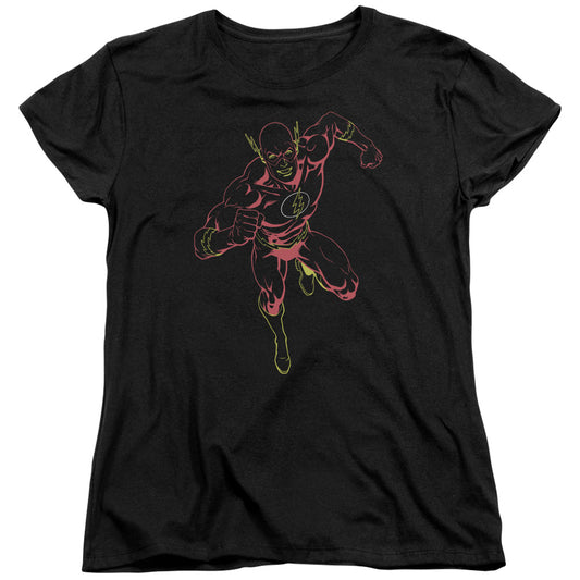 Justice League Neon Flash Womens T Shirt Black