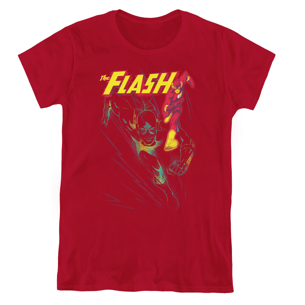 Justice League Flash Spray Womens T Shirt Cardinal