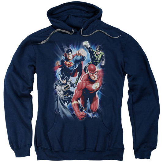 Justice League Storm Chasers Mens Hoodie Navy Blue