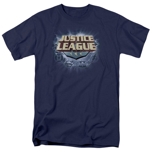 Justice League Storm Logo Mens T Shirt Navy Blue