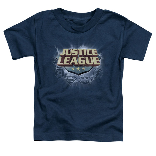Justice League Storm Logo Toddler Kids Youth T Shirt Navy Blue