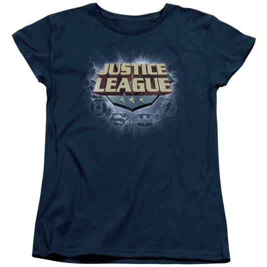 Justice League Storm Logo Womens T Shirt Navy Blue