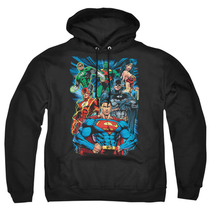 Justice League Of America Justice Is Served Mens Hoodie Black Officially Licensed