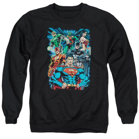 Justice League Justice is Served Mens Crewneck Sweatshirt Black