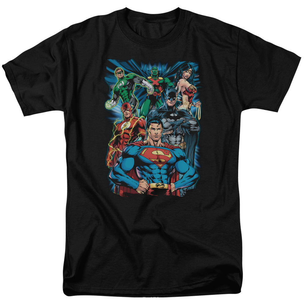 Justice League Justice is Served Mens T Shirt Black