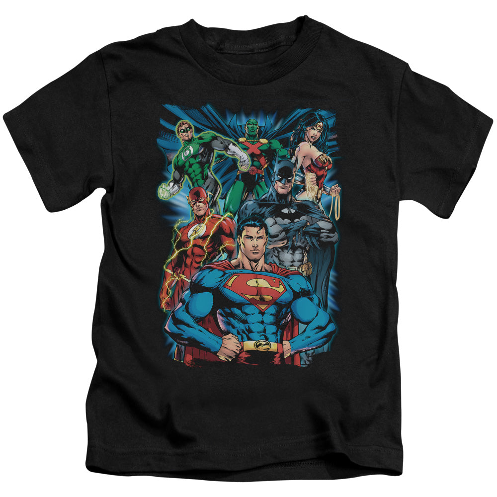Justice League Justice is Served Juvenile Kids Youth T Shirt Black 