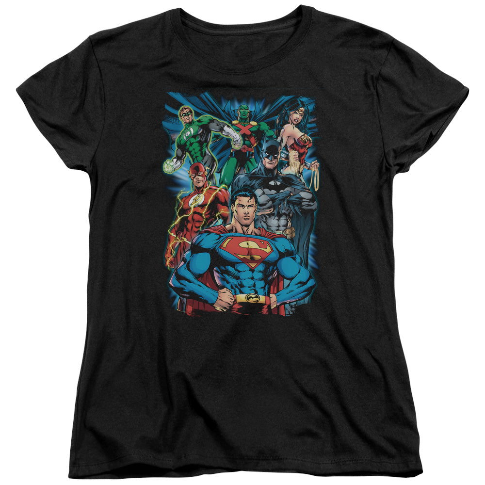 Justice League Justice is Served Womens T Shirt Black