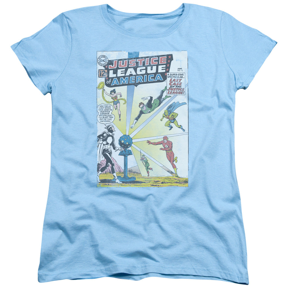 Justice League Vintage Cover 12 Womens T Shirt Light Blue