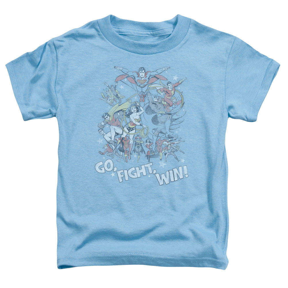 Justice League Go Fight Win Toddler Kids Youth T Shirt Carolina Blue
