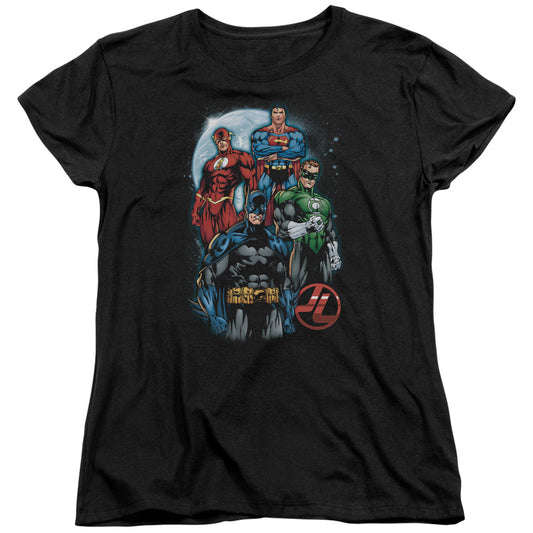 Justice League the Four Womens T Shirt Black