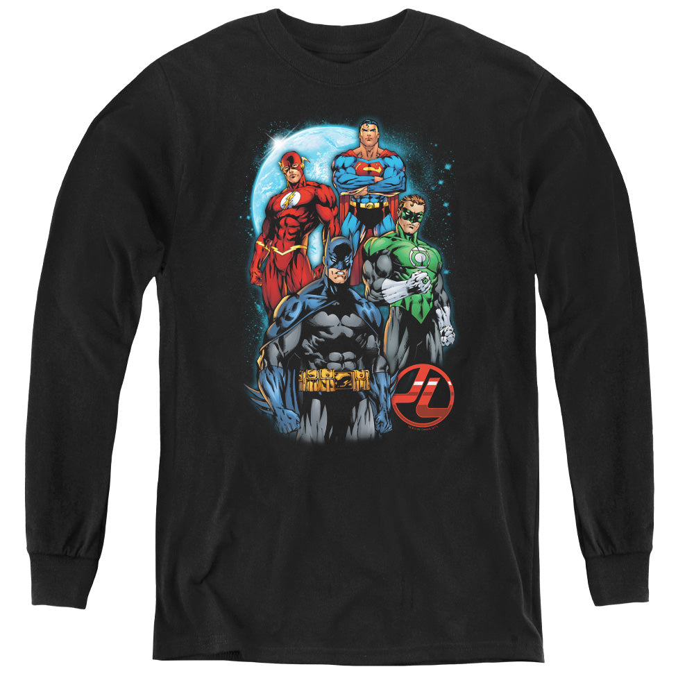 Justice League the Four Long Sleeve Kids Youth T Shirt Black