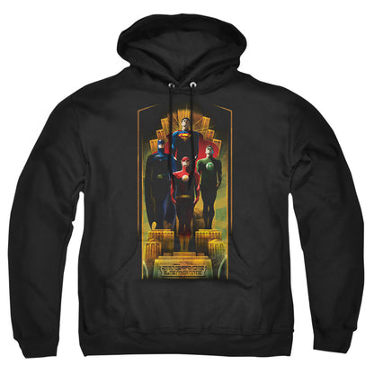 Justice League Of America Deco Mens Hoodie Black Officially Licensed