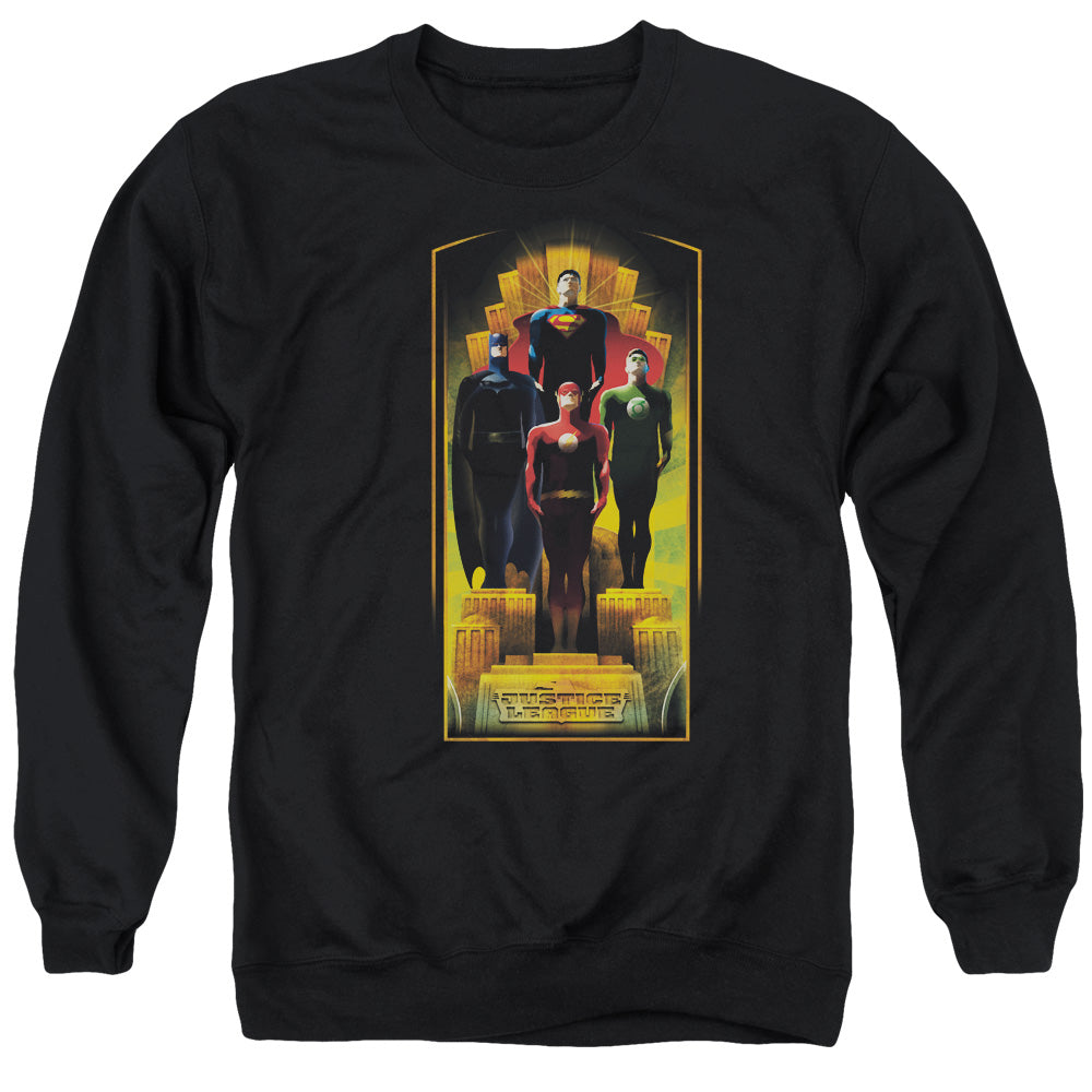 Justice League Deco Mens Crewneck Sweatshirt Black