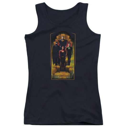 Justice League Deco Womens Tank Top Shirt Black