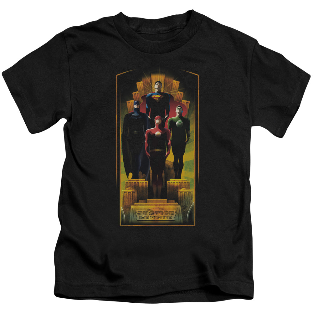 Justice League Deco Juvenile Kids Youth T Shirt Black 