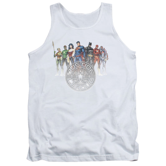 Justice League Circle Crest Mens Tank Top Shirt White