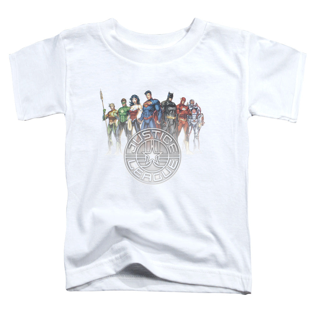 Justice League Circle Crest Toddler Kids Youth T Shirt White