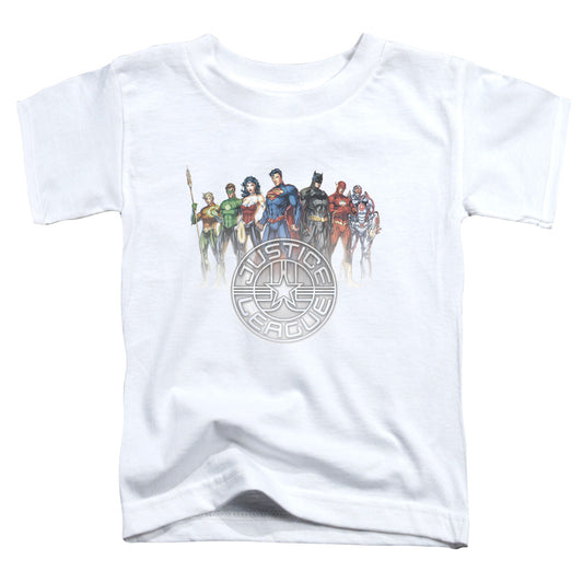 Justice League Circle Crest Toddler Kids Youth T Shirt White