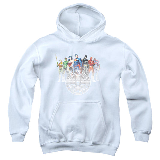 Justice League Circle Crest Kids Youth Hoodie White